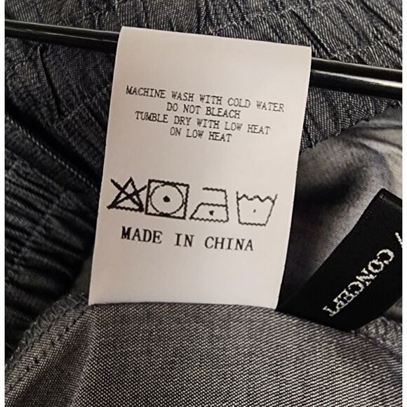 S.Deer Airy Elastic Waist Wide-Leg Chambray Dark Blue Pleated Front Trousers XXL - Picture 6 of 6